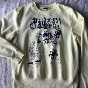 Pale Yellow Stussy Grafiti Crewneck